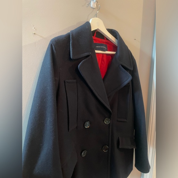 French Connection Double Breasted Navy Peacoat Size 2 wool blend - Picture 3 of 8
